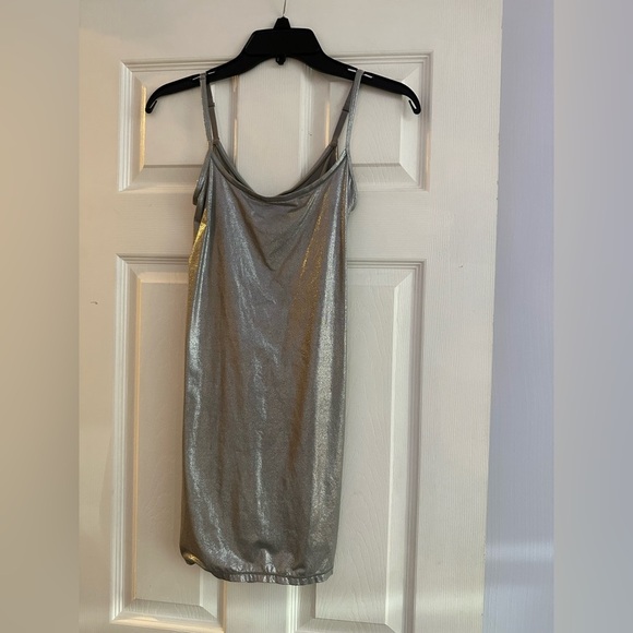 (NEVER WORN) SKIMS sparkly metallic silver body-con dress SMALL - Picture 1 of 14